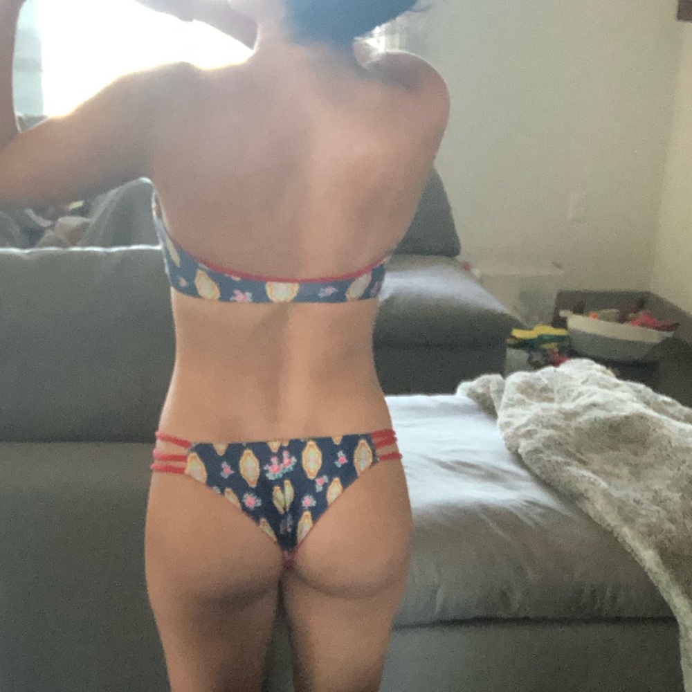 Navy blue and red two piece bathing suit - Picture 2 of 4